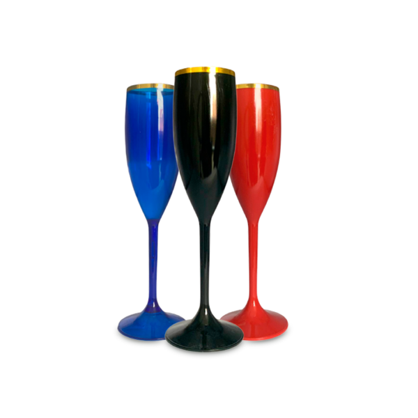 Taça Champanhe Borda Metalizada